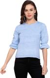 Style Quotient Casual 3/4 Sleeve Solid Women Blue Top