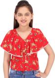 Cutecumber Girls Casual Polyester Top (Red, Pack of 1)