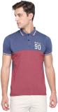 BASICS Colorblock Men Polo Neck Maroon, Blue T-Shirt