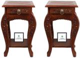 Smarts collection Bedside Table Antique Look Natural Wood with Drawer for Living Room Bedroom Side Standard Brown Set of 2 (Each Size 14 x 12 x 21 Inch) Solid Wood Side Table (Finish Color - BROWN, Pre-assembled)