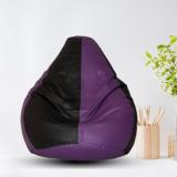 Gunj XXXL Teardrop Bean Bag Cover With 2.Kg Beans Teardrop Bean Bag  With Bean Filling (Black, Purple)