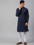 See Designs Men Solid Straight Kurta (Blue)