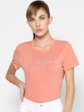 ONLY Printed Women Round Neck Pink T-Shirt