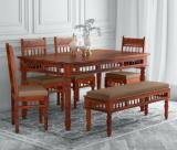 Vishwakarma Antique Jodhpuri Handcrafted Contemporary Solid Wood 6 Seater Dining Set (Finish Color -Honey Oak, DIY(Do-It-Yourself))