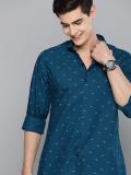 Mast & Harbour Men Printed Casual Dark Blue Shirt