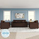 WESTIDO Emporio Leatherette 3 + 1 + 1 Sofa Set (Brown, DIY(Do-It-Yourself))