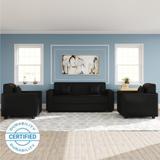 WESTIDO Emporio Leatherette 3 + 1 + 1 Sofa Set (Black, DIY(Do-It-Yourself))