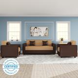 WESTIDO Emporio Leatherette 3 + 1 + 1 Sofa Set (Cream Brown, DIY(Do-It-Yourself))