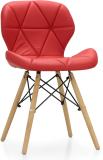 Finch Fox Eames Replica Faux Leather Dining Chair/Cafe Chair/Side Chair/Accent Chair Leatherette Dining Chair (Set of 1, Finish Color - Dark Red)