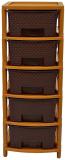 Randal Modular 5 Layer Drawer Storage Organizer for Home/Bedroom/Beauty Parlour and Kitchen ( Brown ) Plastic Free Standing Chest of Drawers (Finish Color - Brown, DIY(Do-It-Yourself))