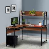 Flipkart Perfect Homes Studio Falcon Engineered Wood Computer Desk (L-shaped, Finish Color - Acacia Dark_Black, Knock Down)