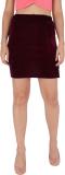 TREND ARREST Solid Women Pencil Purple Skirt