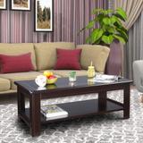 Hometown Glass Coffee Table (Finish Color - Drack brown, Knock Down)