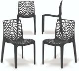 Binani Spider Web Series Modern Stackable Plastic Armless chairs Plastic Dining Chair (Set of 4, Finish Color - Black)