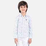 One Friday Boys Printed Casual White Shirt