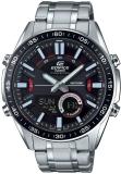 CASIO EFV-C100D-1AVDF Edifice EFV-C100D-1AVDF Black Dial Silver Stainless Steel Band Analog-Digital Watch  - For Men