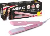 ASKO Professional Hair Crimper Beveled edge for Crimping, Styling and volumizing with Ceramic Technology for gentle and frizz-free Crimping Electric Hair Styler - Ak - 8006 Hair Curler (Pink)