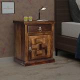 Tamannaartpalace Solid Wood Nivora Bedside Table with Storage in Black Walnut Finish, Pre-Assembled Solid Wood Bedside Table (Finish Color - Walnut, Pre-assembled)