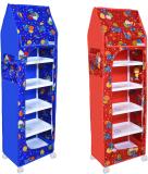 FLIPZON Combo 6 Shelve Pack of 2 PVC Collapsible Wardrobe (Finish Color - Blue-Red, DIY(Do-It-Yourself))