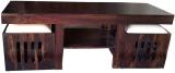 DRYLC FURNITURE Solid Wood Sheesham Wood Coffee Table With 2 Stool For Living Room Solid Wood Coffee Table (Finish Color - Walnut, Pre-assembled)