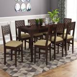 LOONART Solid Wood Eight Seater Dining Set For Dining Room / Restaurant Solid Wood 8 Seater Dining Set (Finish Color -Walnut, DIY(Do-It-Yourself))