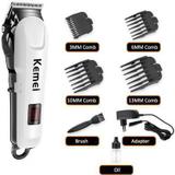 Kemei KM809A Hair Trimmer 120 min  Runtime 4 Length Settings (White, Black)