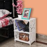 SS ARTS WPC Side Table with Storage Shelf for Living Room, Bedroom (2 Tier) Engineered Wood Bedside Table (Finish Color - Matt White, DIY(Do-It-Yourself))