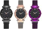 KBL Analogue Women's & Girl's Watch (Black Dial, Black, Purple & Gold Colored Strap) (Pack of 3) Analog Watch  - For Women