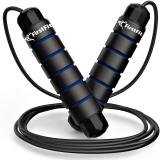 FirstFit Tangle-Free Rapid Speed Skipping Rope Ball Bearing Adjustable Exercise Jump Rope Ball Bearing Skipping Rope (Black, Blue, Length: 300 cm)