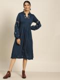 Sangria Women Fit and Flare Dark Blue Dress