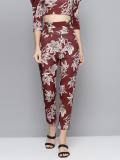 SASSAFRAS Tapered Women Maroon, Beige, Black Trousers