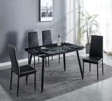 KRIJEN Mustang Metal 4 Seater Dining Set (Finish Color -Black, Knock Down)