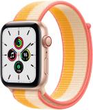 Apple Watch SE (GPS + Cellular, 44mm) Gold Aluminium Case with Maize/White Sport Loop (Gold Strap, Regular)