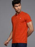 WROGN Printed Men Polo Neck Orange T-Shirt