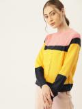 Dressberry Colorblock Round Neck Casual Women Yellow Sweater