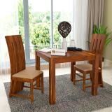 Kendalwood Furniture Premium Dining Room Furniture Wooden Dining Table with 2 Chairs Solid Wood 2 Seater Dining Set (Finish Color -Honey Finish With Cream Cushion, DIY(Do-It-Yourself))