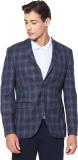 Blackberrys Checkered Single Breasted Formal Men Blazer (Blue)