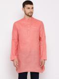 VASTRAMAY Men Self Design Straight Kurta (Pink)