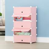 Toriyox 5 Door 5 Shelf Plastic PC Carbon Steel Collapsible Wardrobe (Finish Color - Plain Pink, DIY(Do-It-Yourself))