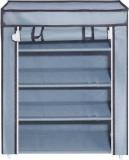 TINNITUS 4 Shelve Shoe Rack PVC Collapsible Wardrobe (Finish Color - Grey, DIY(Do-It-Yourself))