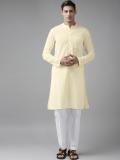 See Designs Men Solid Straight Kurta (Beige)