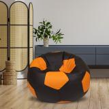 SHIRA 24 XXL ( Filled ) Soccerati Football Bean Bag Sofa  With Bean Filling (Black, Orange)