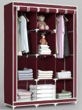 vipash 6 + 2 Shelves 3 Door 88130 PP Carbon Steel Collapsible Wardrobe (Finish Color - MAROON, DIY(Do-It-Yourself))