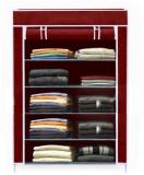 Bhimada cloth stand rack shelf almirah PVC Collapsible Wardrobe (Finish Color - Maroon, DIY(Do-It-Yourself))