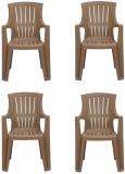 Supreme Plastic Outdoor Chair (BEIGE, Set of 4, Pre-assembled)