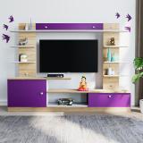 CuteKitchen CK ET 463 Purple Ayonija Engineered Wood TV Entertainment Unit (Finish Color - Purple, frosty white and Beech, DIY(Do-It-Yourself))