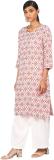 Karigari Women Printed Straight Kurta (Red)