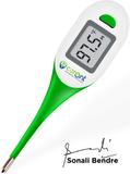 Carent DMT4326 Waterproof Flexible Digital Tip Thermometer with Fever Alarm for Kids & Adults Thermometer (Green and White)