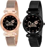 Actn A1C Analogue Best Gift Queen Gold & Black Dial Magnet Straps Combo Queen Dial Black and Rose Gold Combo Luxury Mesh Magnet Watches For Girls Fashion And Attractive NEW STYLISH WATCH COMBO Analog Watch  - For Men & Women