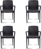 Supreme Texas Plastic Outdoor Chair (Black, Set of 4, Pre-assembled)